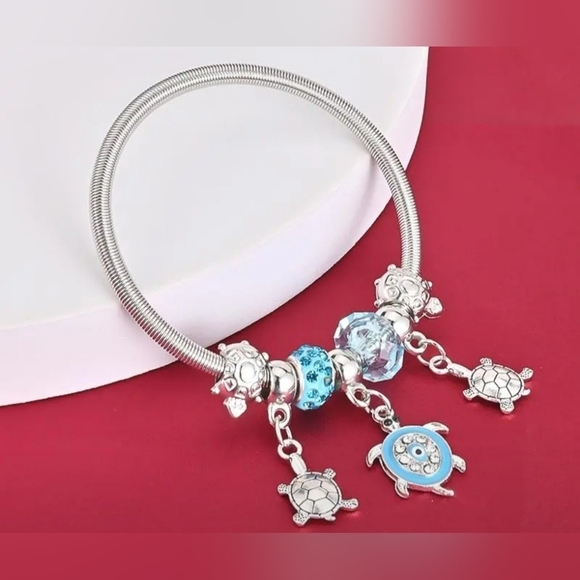 Vintage Devil's Eye Turtle Pendant Bracelets For Women Girls Heart Beads Spring - Picture 5 of 5